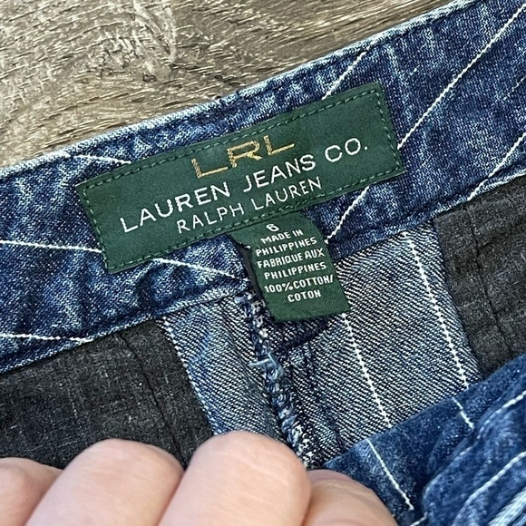 Vintage Lauren Ralph Lauren Pinstripe Denim Skirt size 6. SEE MEASUREMENTS - Picture 3 of 6